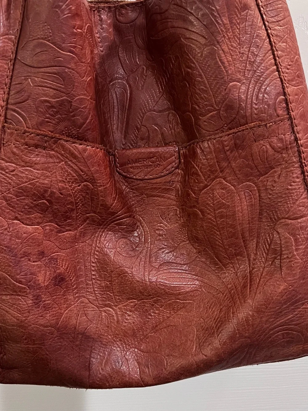 Embossed Leather Red Hobo Shoulder Bag